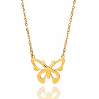 Collier pendentif papillon ajouré en acier inoxydable doré pour femme, chaîne de clavicule tendance, cadeau idéal pour le quotidien