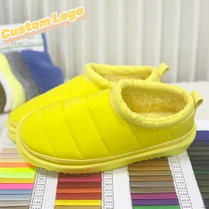 Botas cálidas de nailon para mujer, pantuflas de invierno personalizadas, color amarillo