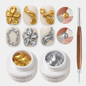 Gel de sculpture pour ongles solide non collant, or, argent, métallique, gel de modelage 3D, gel UV LED pour nail art en boîte, vente en gros - Product Image 1
