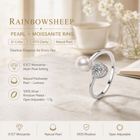 Bague de fiançailles réglable en moissanite de luxe en forme de cœur, 0,1 ct, couleur D, VVS, coupe 3EX, plaqué rhodium S925, certifiée GRA, romantique pour femme