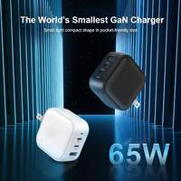 Chargeur rapide USB Type-C PD 65W 2C en matériau GaN, adaptateur électrique pour ordinateur portable et mobile avec prise US/EU/UK/AU