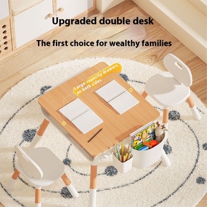 Mesa <span class=keywords><strong>de</strong></span> Juego Doble Multifuncional Moderna para Niños con Silla para Pintar <span class=keywords><strong>de</strong></span> <span class=keywords><strong>Madera</strong></span>, Ampliada y Ensanchada para Aprendizaje Divertido en Casa, Venta Directa <span class=keywords><strong>de</strong></span> Fábrica - Product Image 4