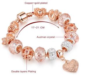 Bracelets en or rose à breloques en forme de cœur pour femmes, vente flash - Product Image 3