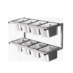 Yongkang Stainless Steel <b>Spice</b> <b>Rack</b> Double Row <b>Wall</b> Mounted 8 Compartments Easy Cleaning Food Container Rectangle Shape - Product Image 1