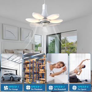 Lotus <span class=keywords><strong>พัดลม</strong></span><span class=keywords><strong>เพดาน</strong></span> LED ปรับลมได้, ฐาน E27ลูเมนสูงปรับได้4สปีดสำหรับโรงนาโรงรถโรงรถโรงรถ - Product Image 2