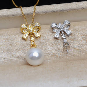 Colgante de Plata S925 Hecho a Mano con Forma de Lazo, Accesorio de Joyería Femenina con Base Vacía para 9-13 Perlas, JG5235, Accesorios para Pendientes de 8mm - Product Image 4