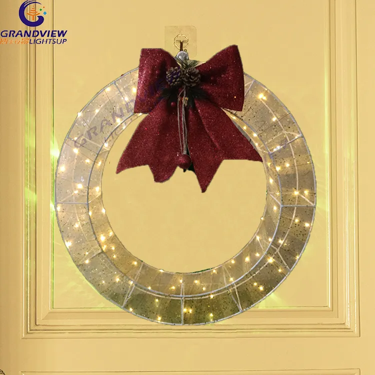 Noel ev dekorasyonu için LED ışıkları ile özelleştirilmiş noel çelenk ve çelenk