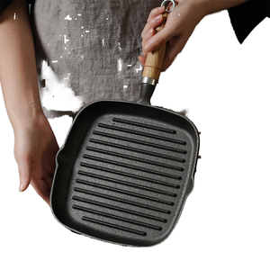 Padella Quadrata Mini in Ghisa Antiaderente per Cucina Domestica, Griglia BBQ con Manico in Legno, Vendita all'Ingrosso - Product Image 4