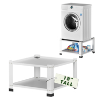 Socle universel réglable en métal blanc pour machine à laver ou sèche-linge avec revêtement en poudre époxy extra haut