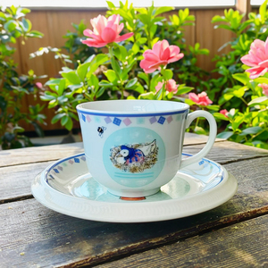 Juego de Tazas y Platillos de Cerámica Blancos de Alta Temperatura con Diseño de Animales de Dibujos Animados para Niños, con Tapa y Pajita, para Promociones de Espresso - Product Image 1