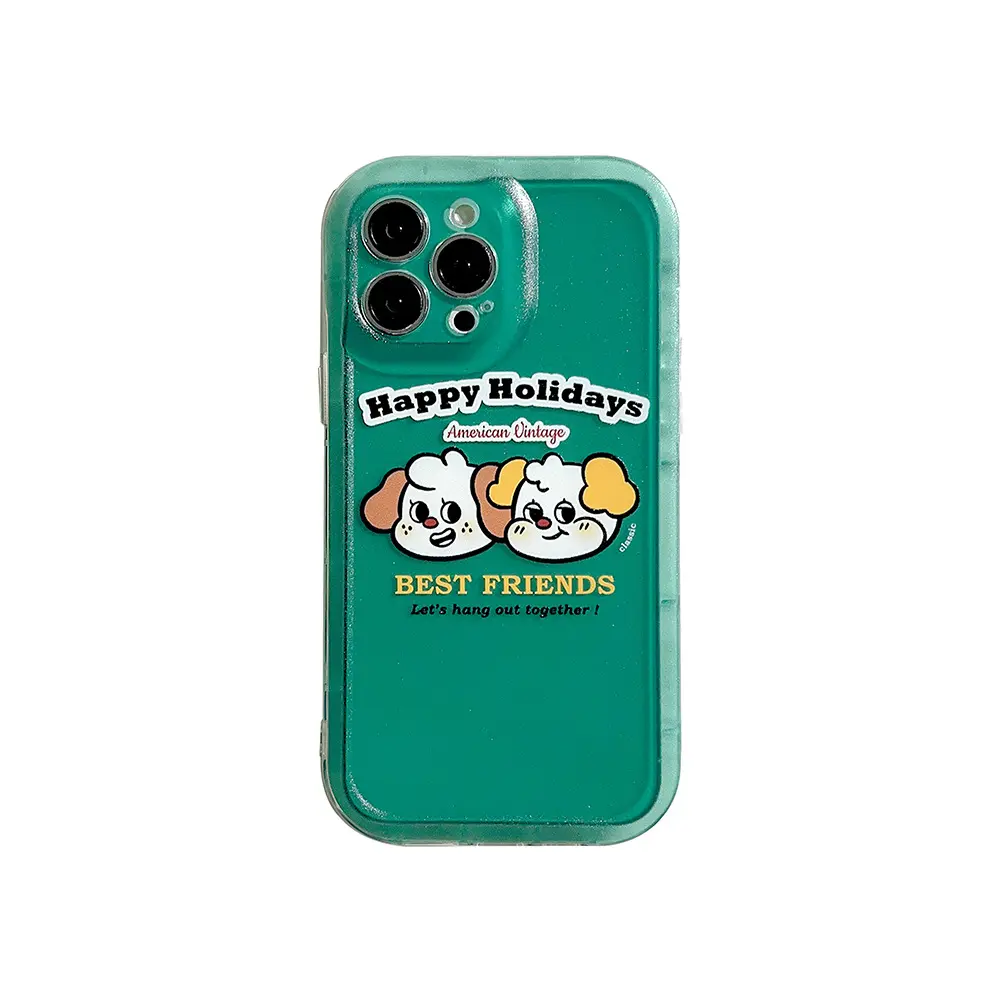 Iphone用保護シェル1413 12 11 ProMax透明グリーンTPUアメリカンスタイルのレトロな犬の携帯電話ケース
