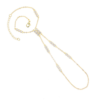 Chaîne de main Gemnel dégradée en forme de goutte d'eau avec zirconiums blancs, en laiton, fine, avec anneaux de doigt, bijou de main pour femme, idéale pour les occasions de soirée