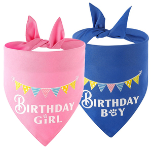 Bandana triangulaire ajustable en coton mélangé imprimé <span class=keywords><strong>Joyeux</strong></span> <span class=keywords><strong>Anniversaire</strong></span> GorisPet pour chiens et chats - Accessoires doux pour animaux de compagnie pour les fêtes - Product Image 2