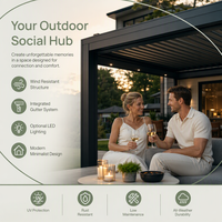 Pergola motorisée à lames orientables avec revêtement en poudre écologique et éclairage LED, idéale pour jardin, gazebo, pavillon extérieur ou espace de loisirs sur balcon