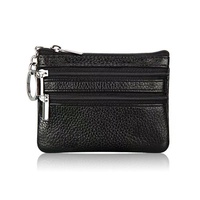 Dompet Wanita Kulit Asli Desainer 3 Kantong Resleting Tempat Penyimpanan Gantungan Kunci Dompet Pendek Produk Grosir Tas Mini Desain Sederhana