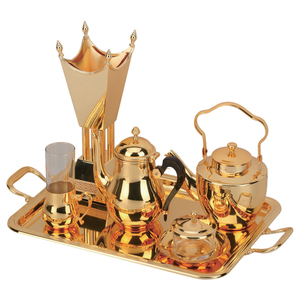 ชุดกาแฟและชาเคลือบเงินพร้อมถาดสำหรับโต๊ะอาหารแบบราชวงศ์ - Product Image 2