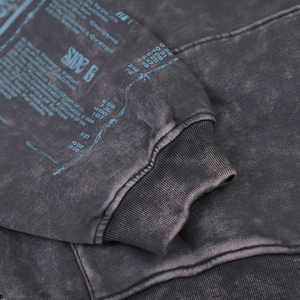 Sudadera con capucha recortada de gran tamaño para hombre en algodón lavado ácido descolorido y desgastado de peso pesado 500GSM - Product Image 3