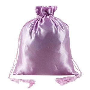 Wholesale Satin <b>Drawstring</b> <b>Bag</b> With Custom Printing Pink <b>Makeup</b> Packaging Pouch Satin Silk Dust <b>Bag</b> 19.5*24cmcm - Product Image 1