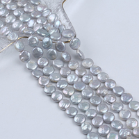 Perles naturelles en gros 11-12mm couleur grise forme de pièce de monnaie perle d'eau douce supports pour la fabrication de bijoux