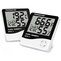 Termometer Kelembaban Mini Higrometer Pengukur Suhu Jam Waktu Dudukan Desktop Monitor Layar LCD Digital Dapat Dipasang di Dinding