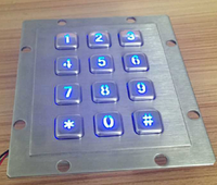 Teclado numérico impermeable de panel montado en metal de acero inoxidable de 16 teclas para quiosco
