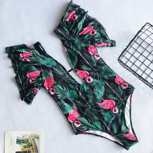 Traje <span class=keywords><strong>De</strong></span> baño <span class=keywords><strong>De</strong></span> una pieza con estampado <span class=keywords><strong>De</strong></span> hoja y Flamenco <span class=keywords><strong>para</strong></span> <span class=keywords><strong>Mujer</strong></span> <span class=keywords><strong>De</strong></span> Vikinis, Bikini con volantes y volantes - Product Image 2