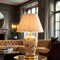Lampes de table en céramique décoratives d'animaux, style européen moderne, oiseaux blancs et fleurs, faites à la main, hôtel, chambre à coucher, LED électrique, blanc chaud