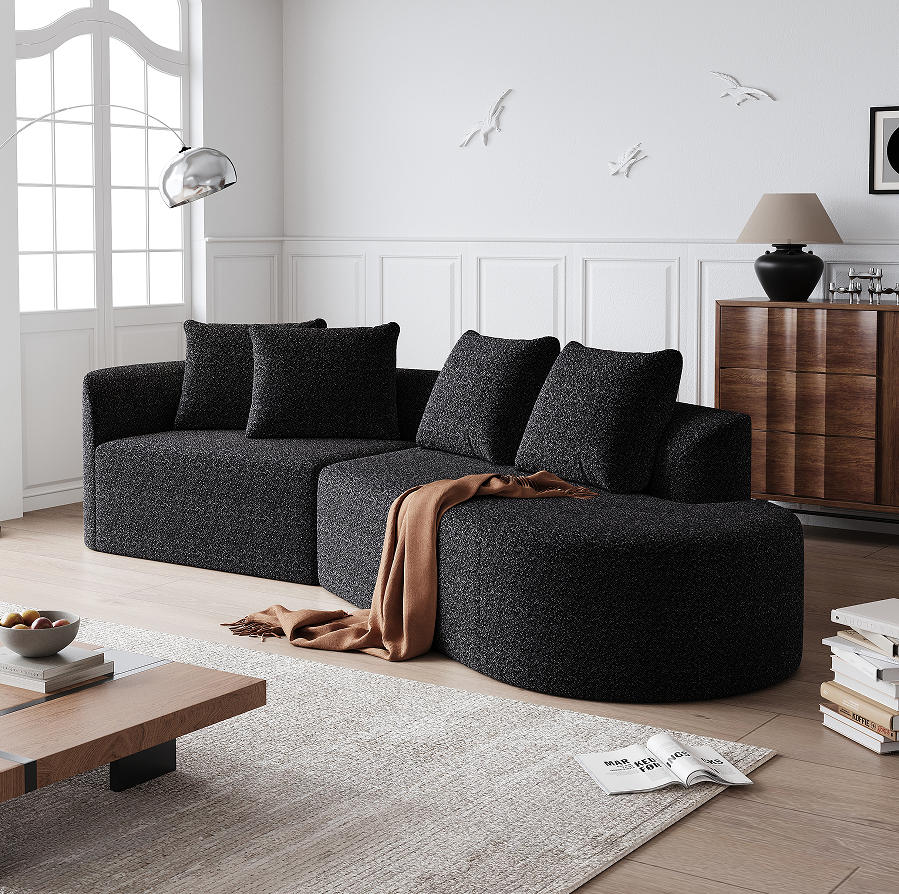 Black + Chenille+ Foam + 4 Seat