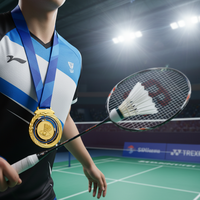 Médaille de badminton personnalisée pas chère |   Médaille de tournoi multi-balles plaquée or émaillée, vente en gros d'usine, avec logo personnalisé