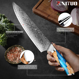 <span class=keywords><strong>Couteau</strong></span> <span class=keywords><strong>Santoku</strong></span> japonais forgé à la main, acier Damas 67 couches, <span class=keywords><strong>couteau</strong></span> <span class=keywords><strong>de</strong></span> cuisine pratique pour <span class=keywords><strong>chef</strong></span> avec une poignée robuste en bois et en résine - Product Image 4