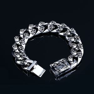 Edgy Punk Skull Cuban Link Bracelet <b>Men</b> Surgical Grade 316L Stainless Steel Hypoallergenic Heavy Chain Tactical Jewelry Gift - Product Image 2