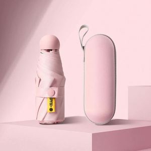 Custom LOGO Mini Compact Pocket <b>Umbrella</b> with Storage EVA Case Sunshade UV Rain Folding <b>Umbrella</b> Waterproof <b>Windproof</b> - Product Image 5