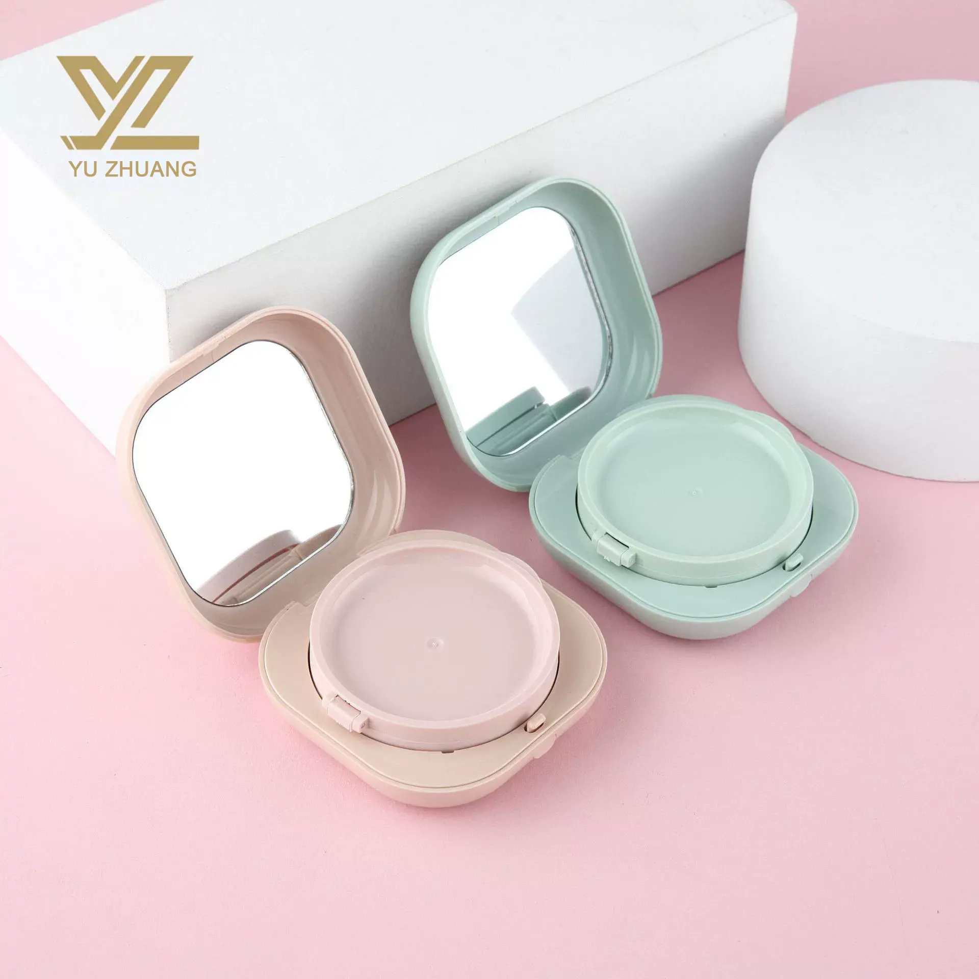 Kotak Puff Bantalan Udara Kosong Wadah Makeup Kosmetik Portabel dengan Cermin Spons Bubuk untuk Bb Cream Foundation Diy Box