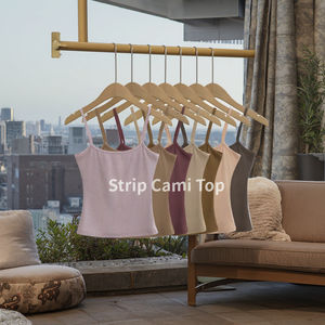 Tracolla regolabile CNSHELL con collo quadrato canottiera da donna tinta unita Basic sottile corta costola Casual - Product Image 2