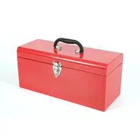 Boîte à outils portable en acier rouge personnalisée, étanche, avec plateau intérieur verrouillable, 3 compartiments, étui de rangement portable pour outils à main, petit modèle