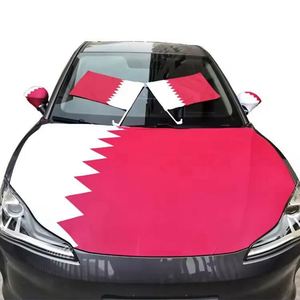 ผ้าคลุมฝากระโปรงรถยนต์ลายธงชาติประเทศต่างๆ ของกาตาร์ ผลิตจากโพลีเอสเตอร์ พร้อมผ้าคลุมกระจกมองข้าง - Product Image 1