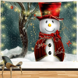 Père Noël Arbre de Noël Bonhomme de <span class=keywords><strong>Neige</strong></span> Tapisseries 52x60 Pouces Tenture Murale <span class=keywords><strong>Tapisserie</strong></span> de Noël pour Décor de Fête - Product Image 2
