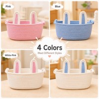 Panier de Pâques en corde de coton avec logo couleur personnalisé, OEM ODM, panier de rangement tissé à la main pour cadeaux de Pâques, vente en gros DIY