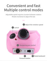 Machine à percer les ongles électrique professionnelle 30000 tr/min Portable Pro Plastique 6 têtes Multi-usages Acrylique Gel Manucure Pédicure Salon