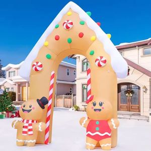 Arco Inflable Personalizado de 3.6 m con Luces LED de Jengibre, Decoración Infantil para el Día de Todos los Santos, Material de Poliéster - Product Image 1