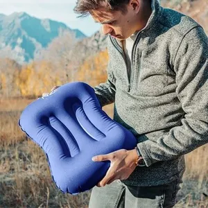 Inflatable Camping Pillow With Air Pump Ultralight Backpacking Camp Travel Air Pillow Sleeping Bag Pillow Custom Rectangle