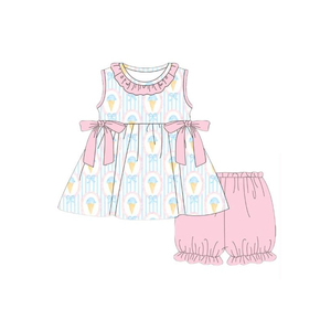 Pre-orden: MOQ 5 - Ropa de verano para niñas con estampado de rayas y lazos, ideal para fiestas, venta al por mayor, ropa de boutique de moda para hermanas y niños pequeños. - Product Image 2