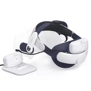 OBOVR M2 Plus 2适用于Oculus Quest 2 VR眼镜更换头带，带2个5200毫安时磁性电池组和充电站