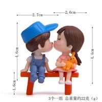Miniatur patung pasangan boneka ciuman, ornamen lanskap Resin Mini taman peri dekorasi rumah boneka Bonsai