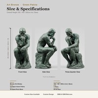 Sculpture en bronze Le Penseur, statue de style Rodin, 160 cm, figure masculine réaliste, art pour extérieur, jardin, parc, place publique, villa