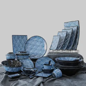 Factory Blue And White unbreakable melamine tableware melamine Plates bowls Chargers Plates Dining Wedding Melamine Plates