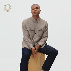 100% cotton hữu cơ nam giản dị áo sơ mi bền vững nặng overshirt cotton hữu cơ Áo sơ mi sinh thái thân thiện Nút xuống áo sơ mi - Product Image 5