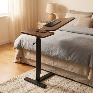 <strong>Foldable</strong> Height Adjustable Over Bed Table 0-60&deg; Tilt Laptop <strong>Desk</strong> Beside Table for Bed Sofa Home <strong>Office</strong> Eco Wood - Product Image 3