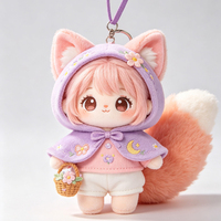 Porte-clés en peluche personnalisé avec oreilles de renard mignonnes, pendentif en coton, personnage d'anime