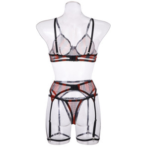 Hot Selling Thin Leopard Print <b>See</b>-<b>through</b> Mesh Lingerie Set Sexy Hollow Out Garter <b>Bra</b> Set for Women - Product Image 6